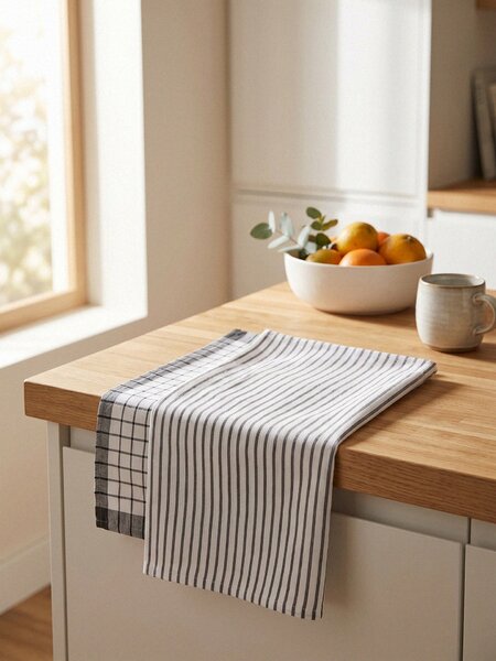Sinsay - Set kuhinjskih krpa u pruge i kocke 2 pack