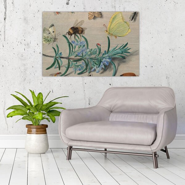 Slika - Jan van Kessel the Elder, Insects and a Sprig of Rosemary, reprodukcije (90x60 cm)