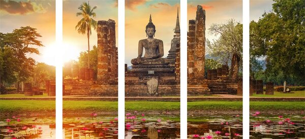 5-dijelna slika kip Buddhe u parku Sukhothai