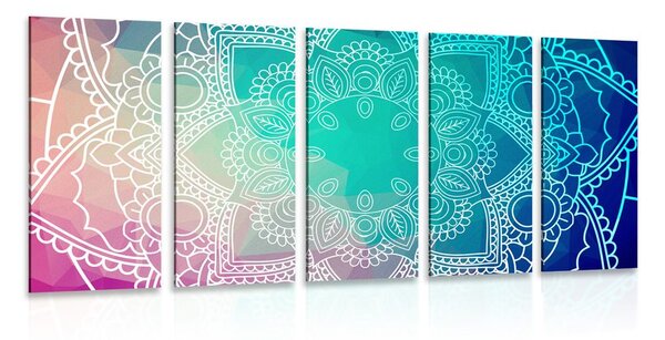 5-dijelna slika pastelna Mandala