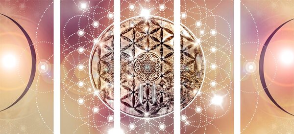 5-dijelna slika zadivljujuća Mandala