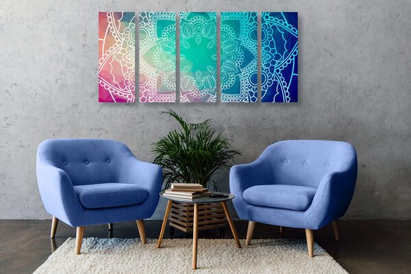 5-dijelna slika pastelna Mandala