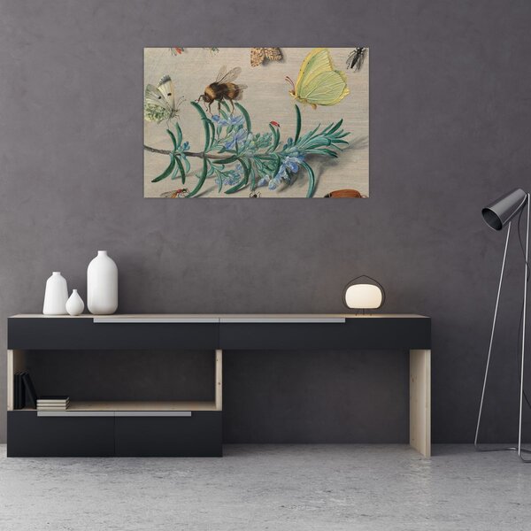 Slika - Jan van Kessel the Elder, Insects and a Sprig of Rosemary, reprodukcije (90x60 cm)