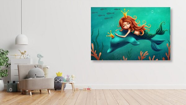 Slika morska sirena s dupinom