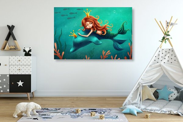 Slika morska sirena s dupinom