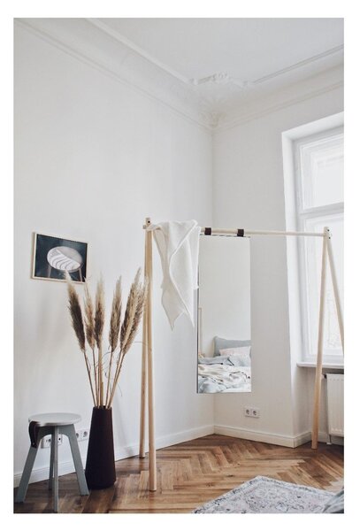 Stalak-vješalica od borovine s ogledalom Karup Design Hongi Natural