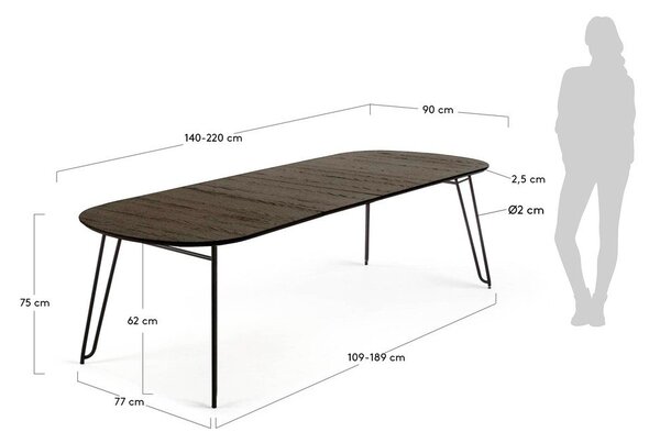 Proširiv blagovaonski stol s pločom stola u dekoru jasena 90x140 cm Norfort – Kave Home