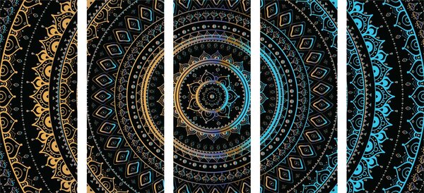 5-dijelna slika Mandala s uzorkom sunca