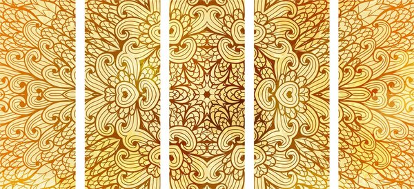 5-dijelna slika zlatna etnička Mandala