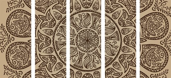 5-dijelna slika Mandala s apstraktnim prirodnim uzorkom