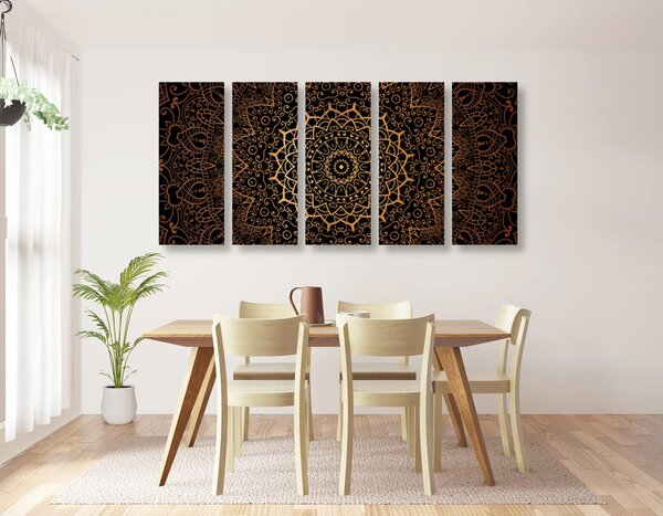 5-dijelna slika vintage Mandala u indijskom stilu