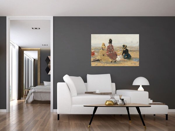 Slika - Eugène Boudin, On the Beach, Trouville, reprodukcije (90x60 cm)