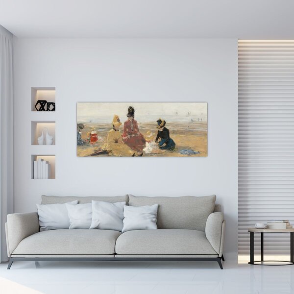 Slika - Eugène Boudin, On the Beach, Trouville, reprodukcije (120x50 cm)