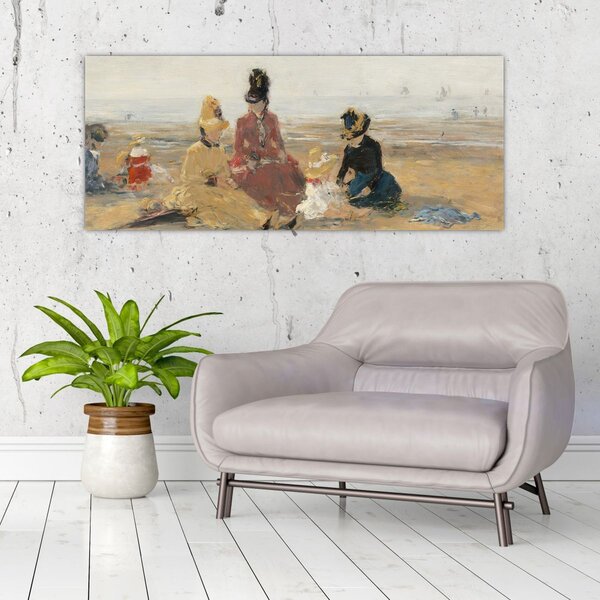 Slika - Eugène Boudin, On the Beach, Trouville, reprodukcije (120x50 cm)