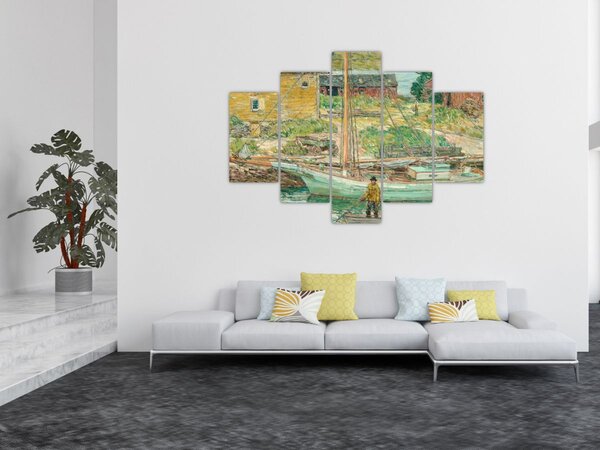 Slika - Childe Hassam, Oyster Sloop, Cos Cob, reprodukcije (150x105 cm)