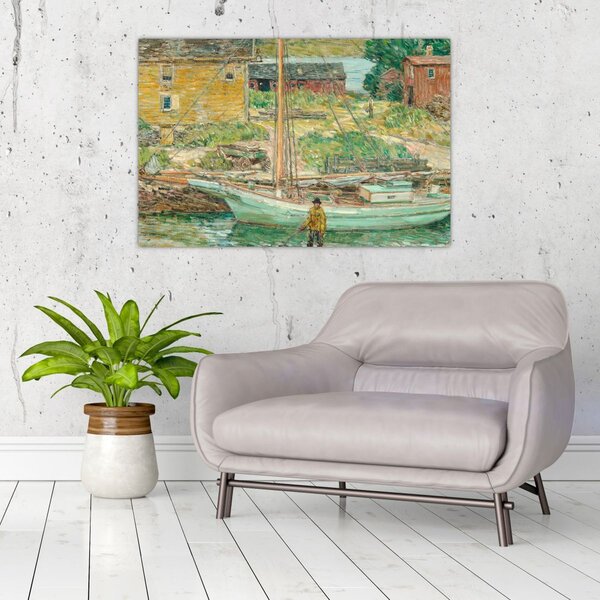 Slika - Childe Hassam, Oyster Sloop, Cos Cob, reprodukcije (90x60 cm)