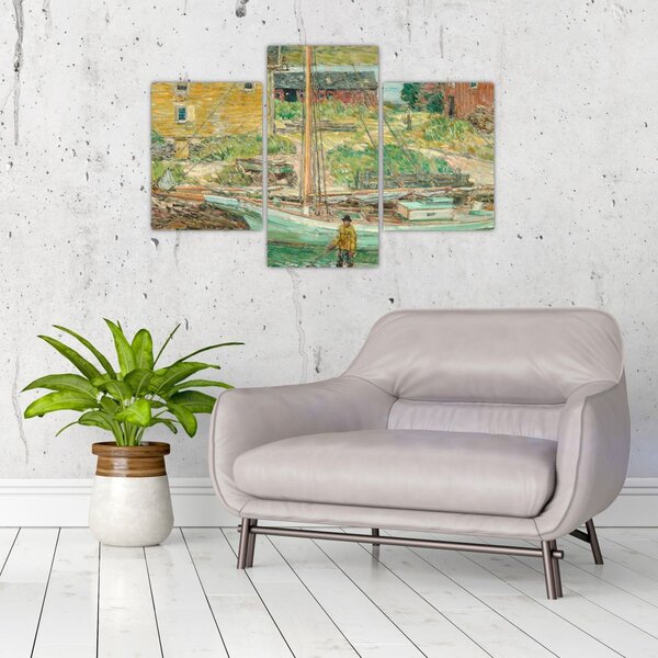 Slika - Childe Hassam, Oyster Sloop, Cos Cob, reprodukcije (90x60 cm)