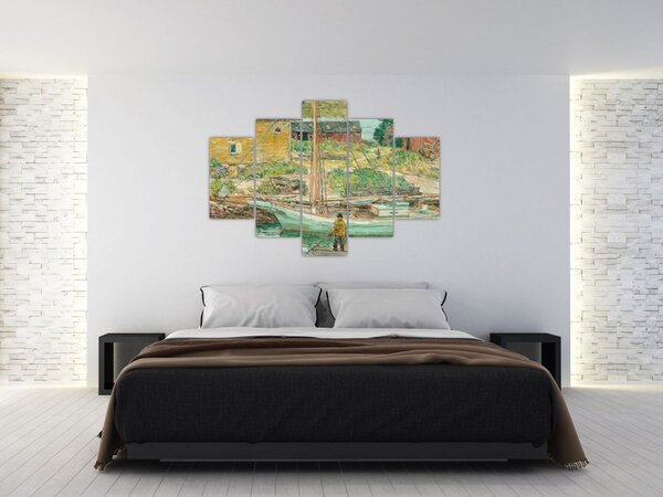 Slika - Childe Hassam, Oyster Sloop, Cos Cob, reprodukcije (150x105 cm)
