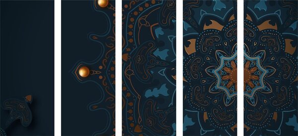 5-dijelna slika luksuzna Mandala