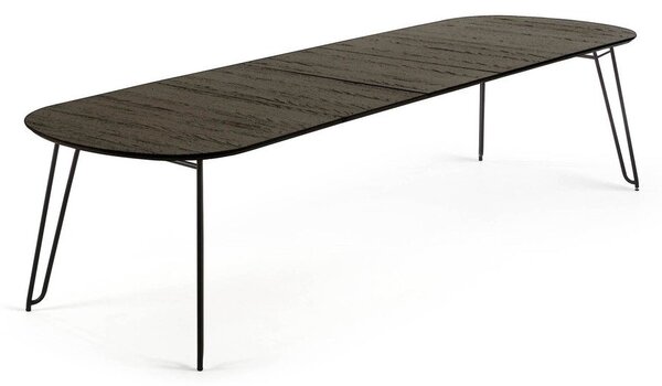 Tamno smeđi proširiv blagovaonski stol s pločom stola u dekoru jasena 100x170 cm Milian – Kave Home