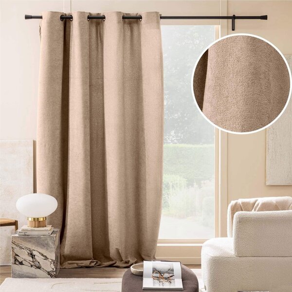 Svjetlo smeđa zavjesa od boucle tkanine 140x260 cm Winona – douceur d'intérieur