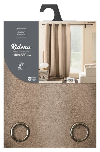 Svjetlo smeđa zavjesa od boucle tkanine 140x260 cm Winona – douceur d'intérieur