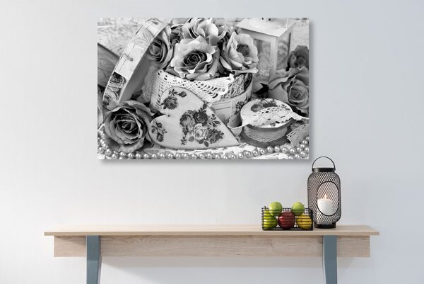 Slika romantični vintage stil u crno-bijelom dizajnu