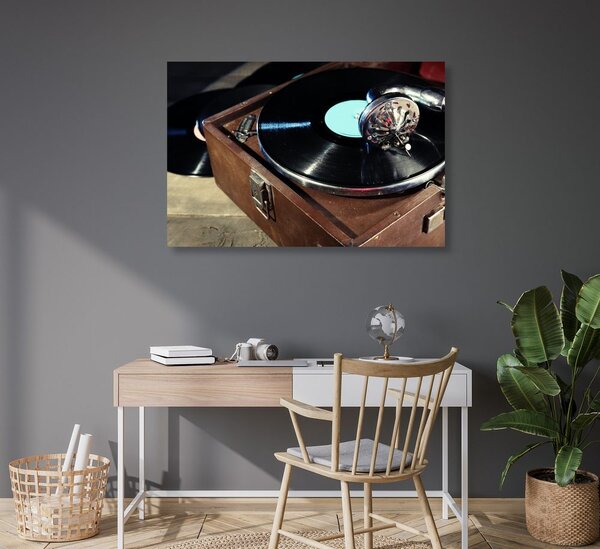 Slika gramofon s vinil pločom