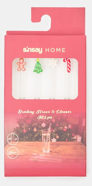 Sinsay - Staklene slamke s četkicom za čišćenje 5 pack