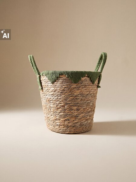 Sinsay - Pletena košara za pohranu s ručkama i ukrasnim obrubom