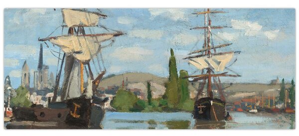 Slika - Claude Monet, Ships Riding on the Seine at Rouen, reprodukcije (120x50 cm)