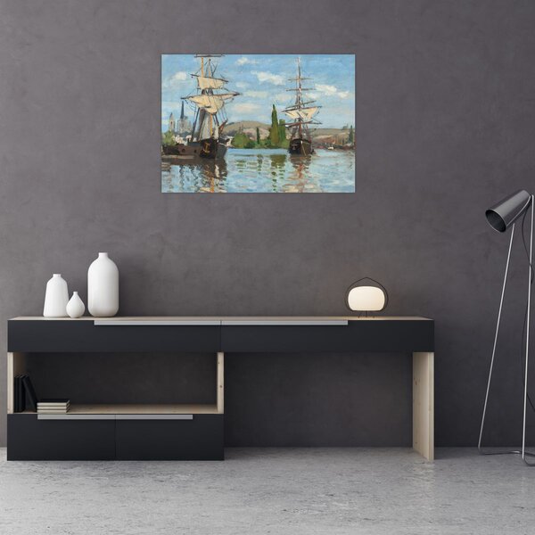 Slika - Claude Monet, Ships Riding on the Seine at Rouen, reprodukcije (70x50 cm)