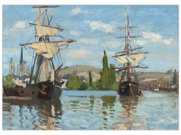 Slika - Claude Monet, Ships Riding on the Seine at Rouen, reprodukcije (70x50 cm)