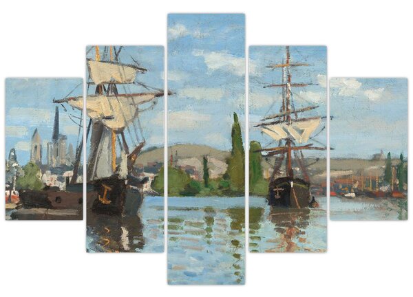 Slika - Claude Monet, Ships Riding on the Seine at Rouen, reprodukcije (150x105 cm)