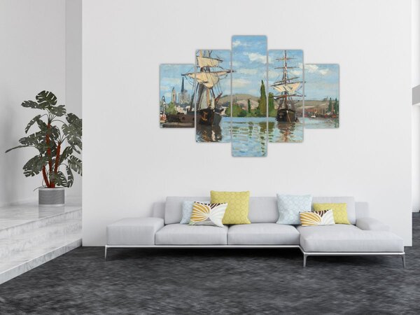 Slika - Claude Monet, Ships Riding on the Seine at Rouen, reprodukcije (150x105 cm)