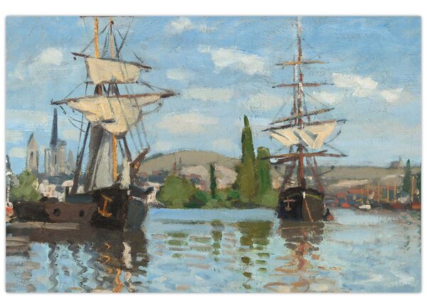 Slika - Claude Monet, Ships Riding on the Seine at Rouen, reprodukcije (90x60 cm)