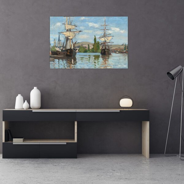 Slika - Claude Monet, Ships Riding on the Seine at Rouen, reprodukcije (90x60 cm)