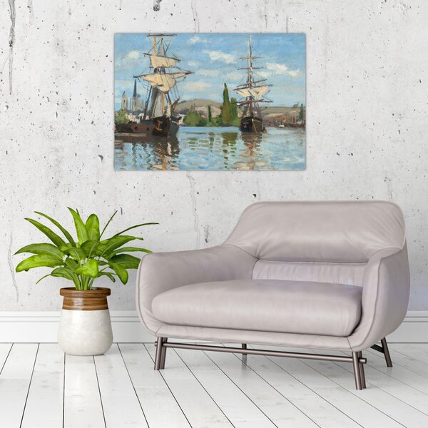 Slika - Claude Monet, Ships Riding on the Seine at Rouen, reprodukcije (70x50 cm)