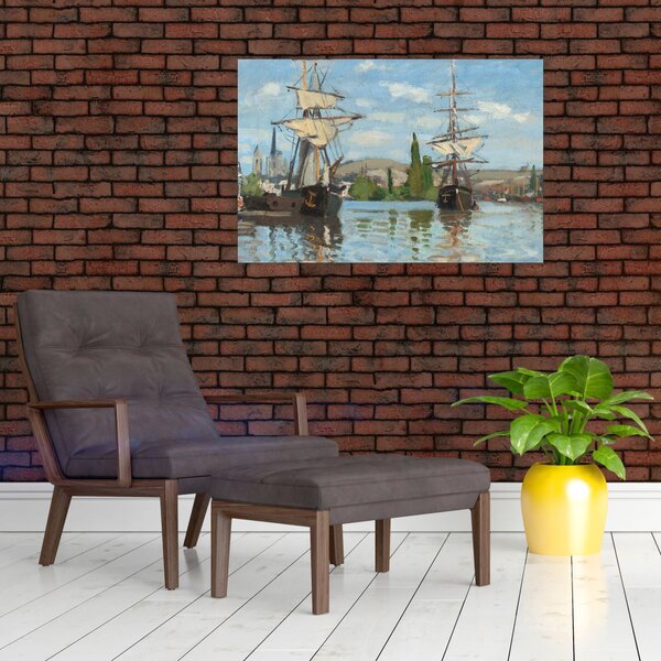 Slika - Claude Monet, Ships Riding on the Seine at Rouen, reprodukcije (90x60 cm)