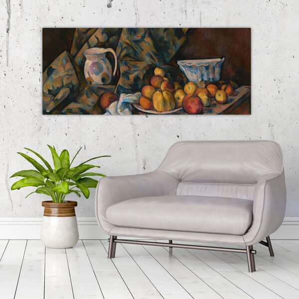 Slika - Paul Cézanne, Still Life with Apples and Peaches, reprodukcije (120x50 cm)