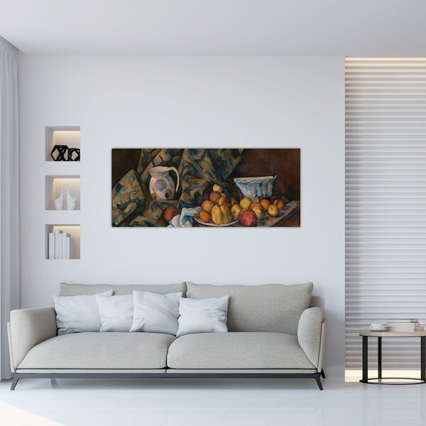 Slika - Paul Cézanne, Still Life with Apples and Peaches, reprodukcije (120x50 cm)
