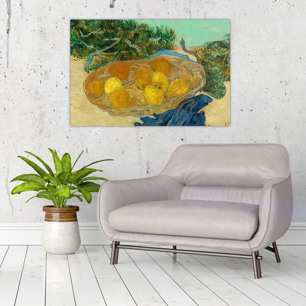 Slika - Vincent van Gogh, Still Life of Oranges and Lemons with Blue Gloves, reprodukcije (90x60 cm)