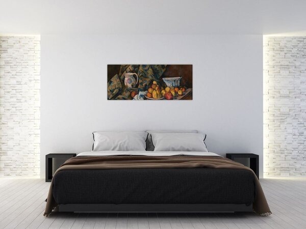 Slika - Paul Cézanne, Still Life with Apples and Peaches, reprodukcije (120x50 cm)