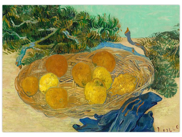 Slika - Vincent van Gogh, Still Life of Oranges and Lemons with Blue Gloves, reprodukcije (70x50 cm)