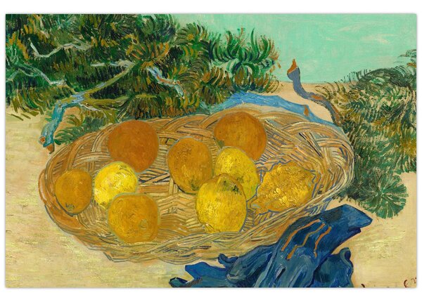 Slika - Vincent van Gogh, Still Life of Oranges and Lemons with Blue Gloves, reprodukcije (90x60 cm)