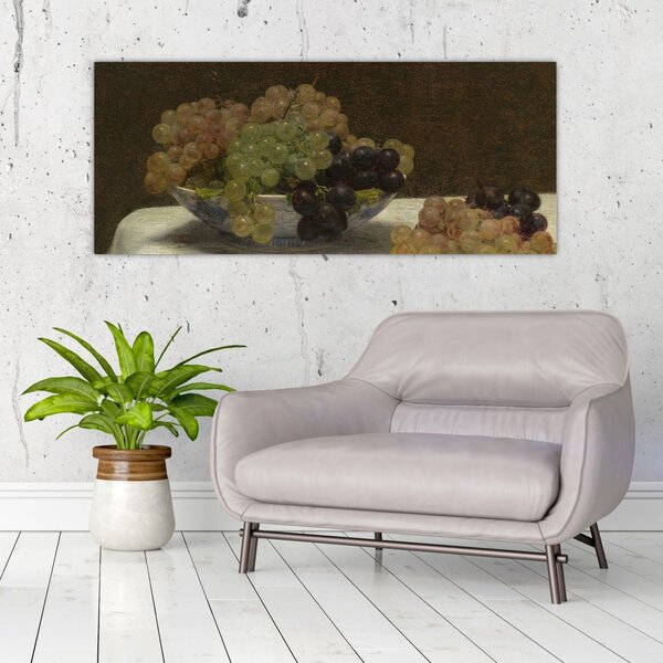 Slika - Henri Fantin-Latour, Still Life with Grapes and a Carnation, reprodukcije (120x50 cm)
