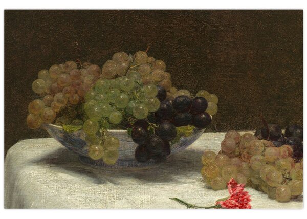 Slika - Henri Fantin-Latour, Still Life with Grapes and a Carnation, reprodukcije (90x60 cm)