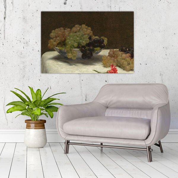 Slika - Henri Fantin-Latour, Still Life with Grapes and a Carnation, reprodukcije (90x60 cm)