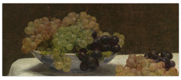 Slika - Henri Fantin-Latour, Still Life with Grapes and a Carnation, reprodukcije (120x50 cm)
