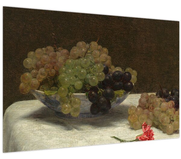 Slika - Henri Fantin-Latour, Still Life with Grapes and a Carnation, reprodukcije (90x60 cm)